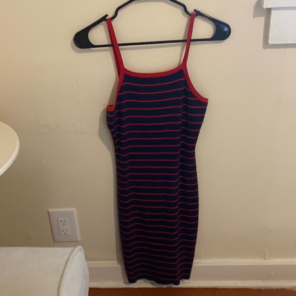Navy and red stripped dress